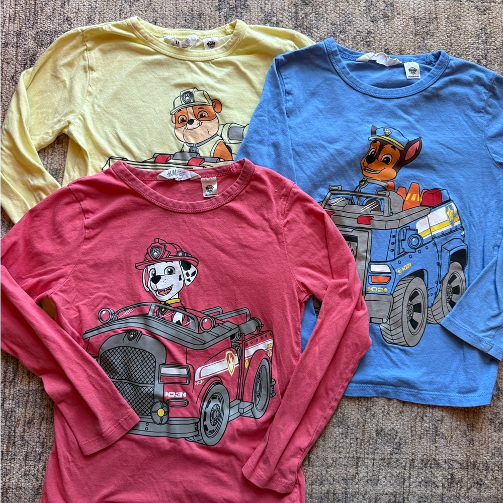 H&M Paw Patrol Long Sleeve Shirt Set - Red, Blue, Yellow